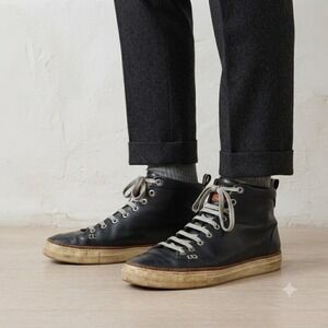 Bally Men Hercules‎ Sneaker 10.5 Black Leather High Top Luxury Minimalist